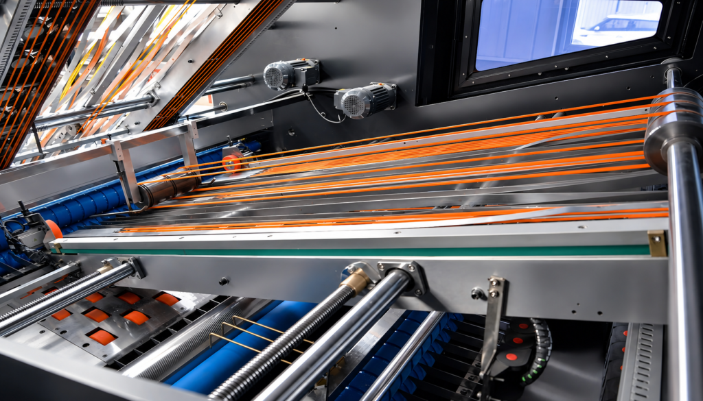 Automatic flute laminator servo alignment system