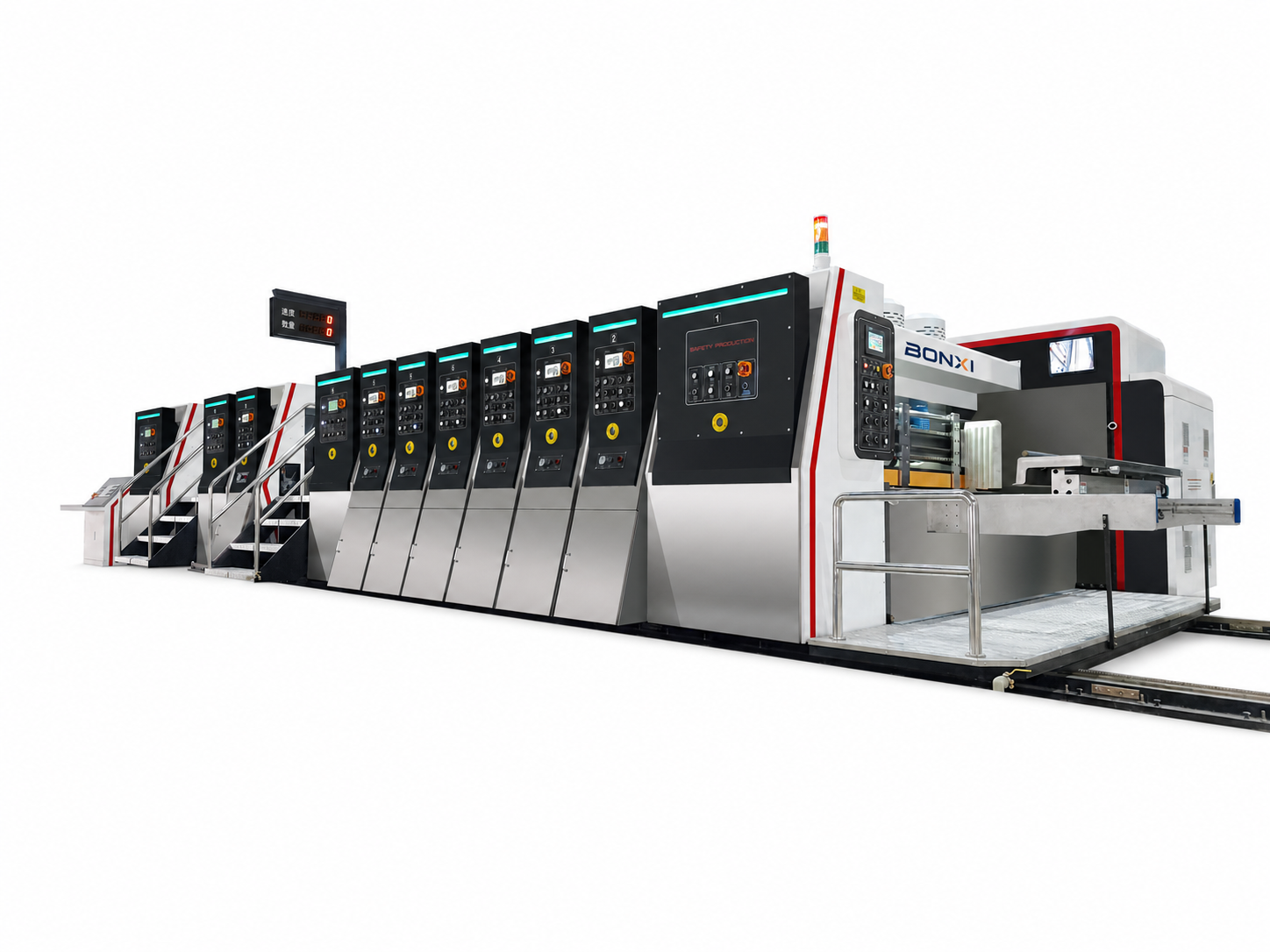 BONXI 1228 HD 6-color plus 1 varnish vacuum-transfer flexo printer slotter die cutter