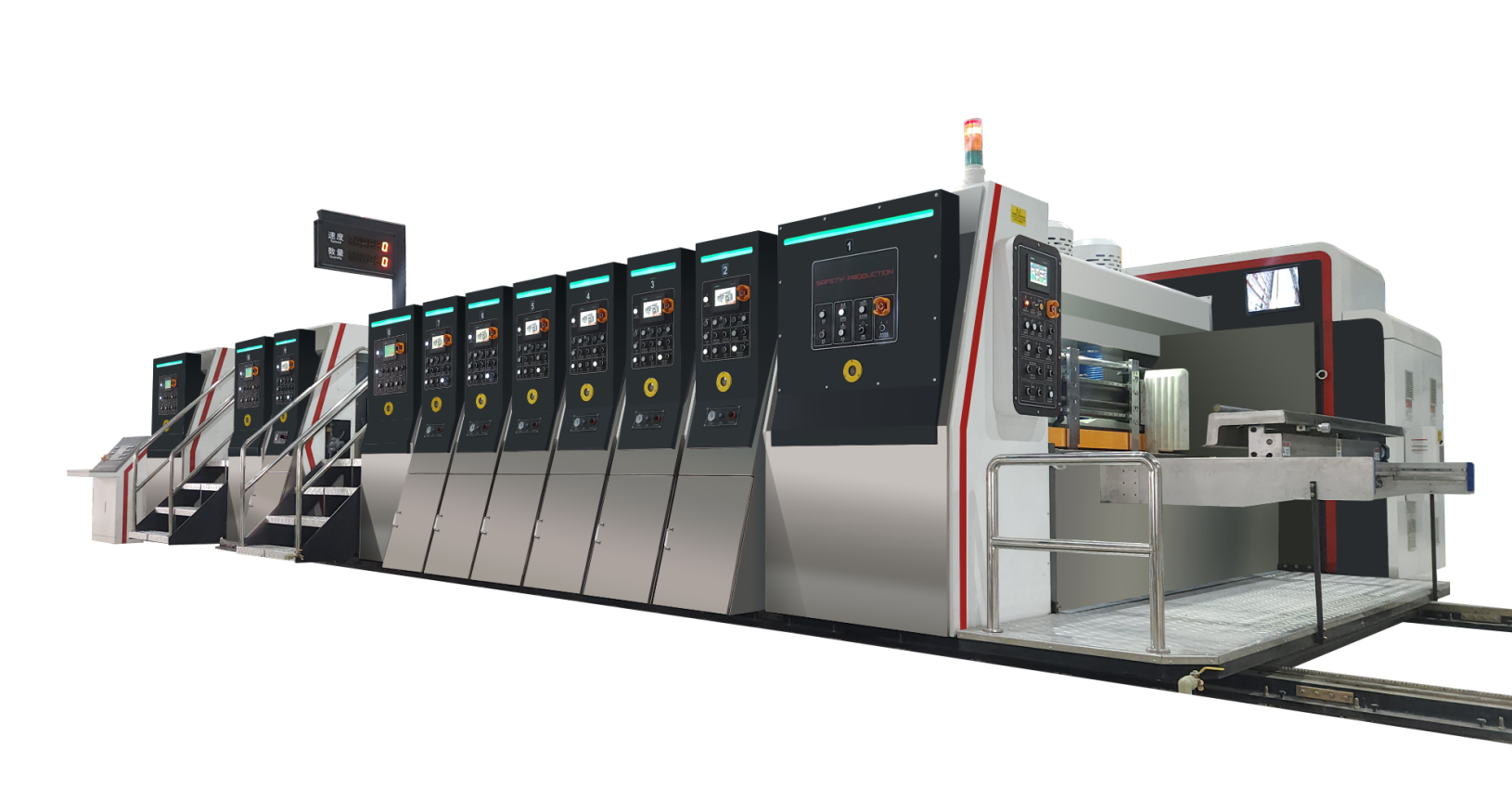 BONXI 1228 HD 6-color plus 1 varnish vacuum-transfer flexo printer slotter die cutter