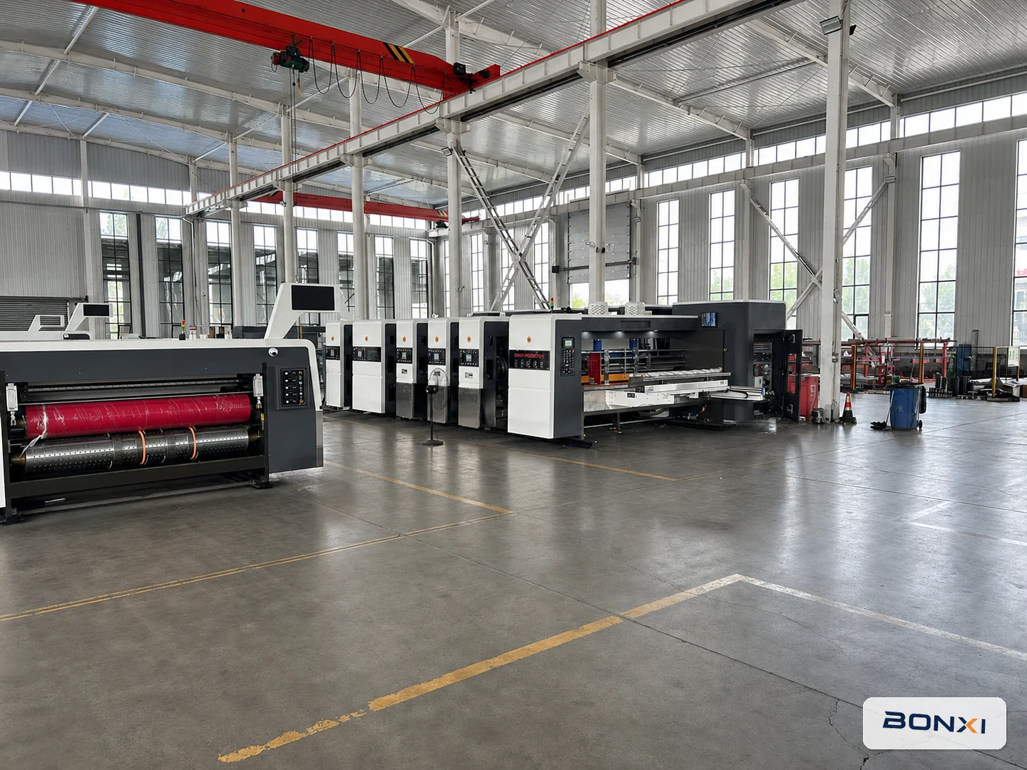 BONXI carton packaging machinery factory workshop with automated production equipment