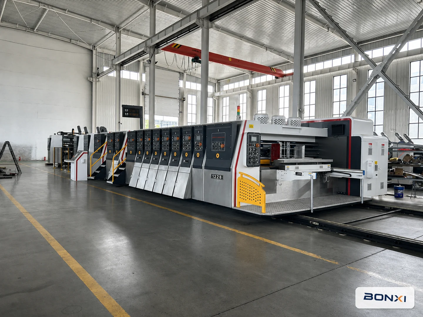 BONXI carton packaging machinery factory workshop with automated production equipment