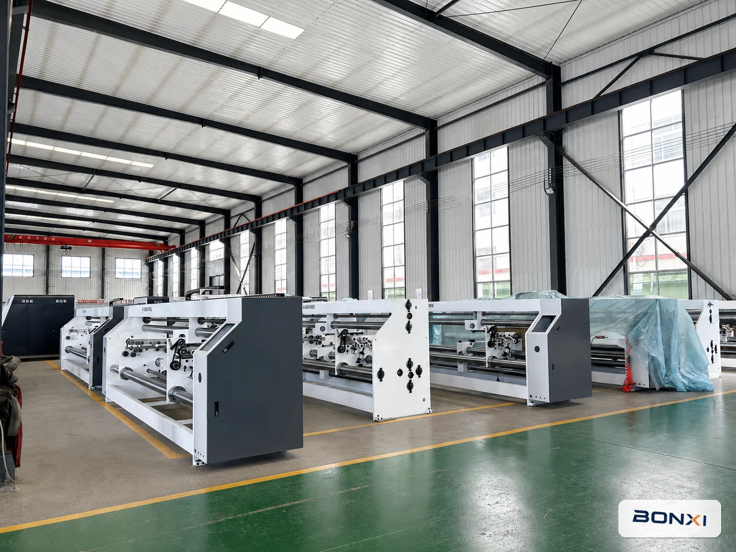 BONXI carton packaging machinery factory workshop with automated production equipment