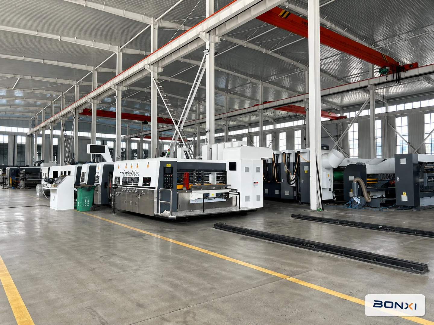 BONXI carton packaging machinery factory workshop with automated production equipment