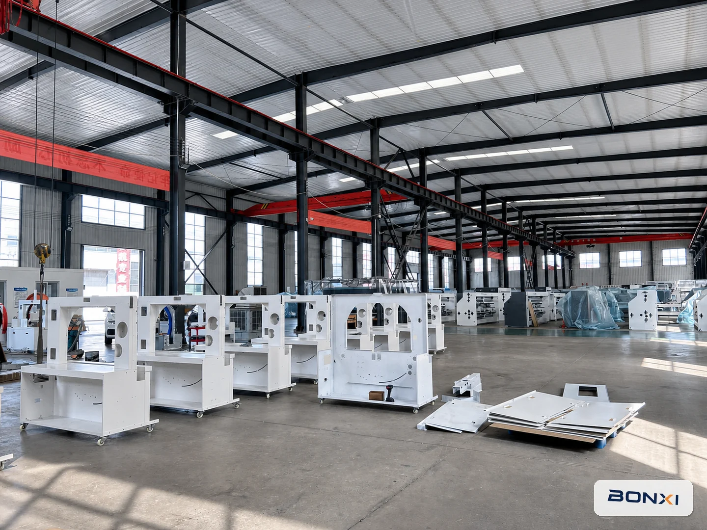 BONXI carton packaging machinery factory workshop with automated production equipment