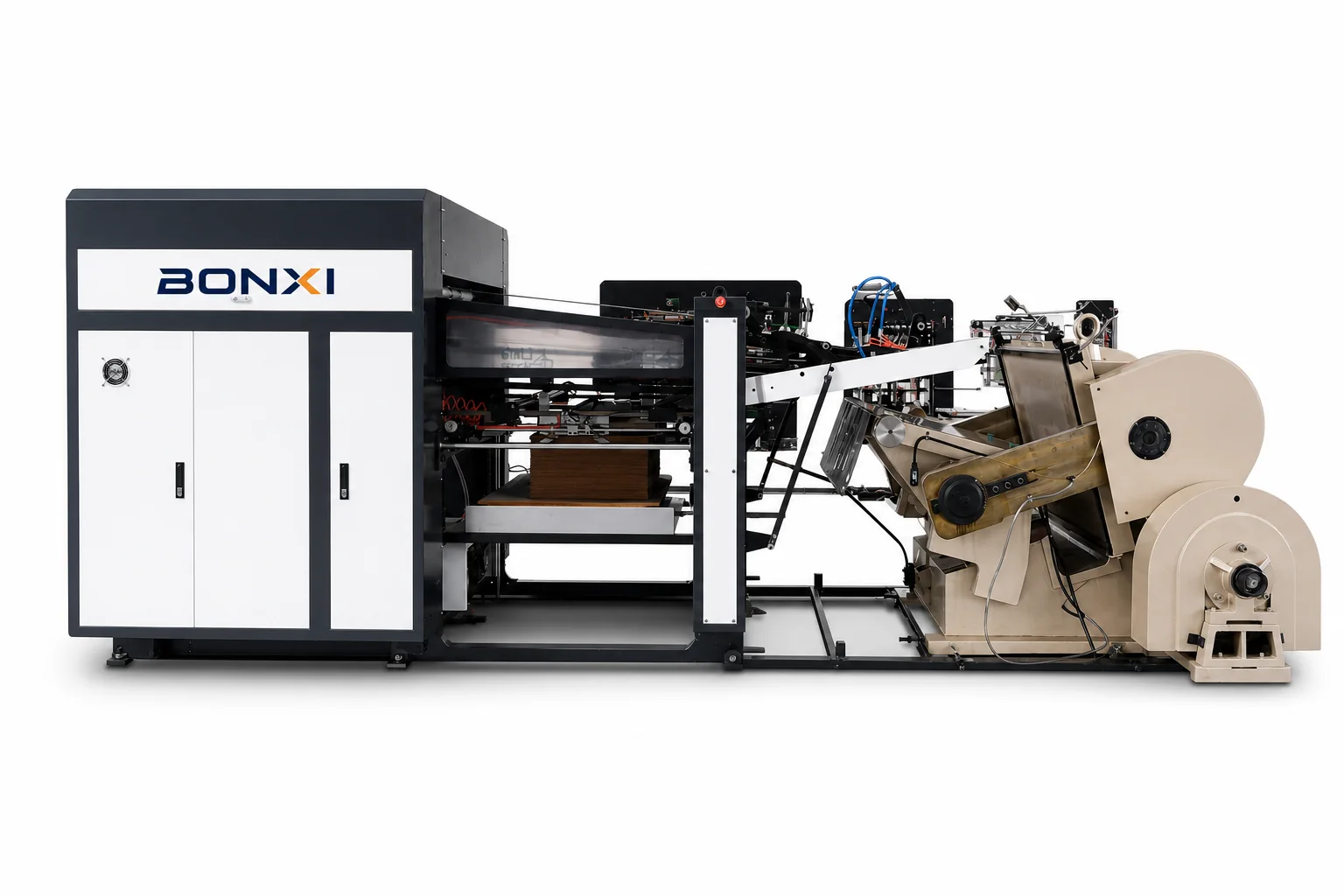 BONXI automatic platen die cutting and creasing machine with robotic-arm feeding
