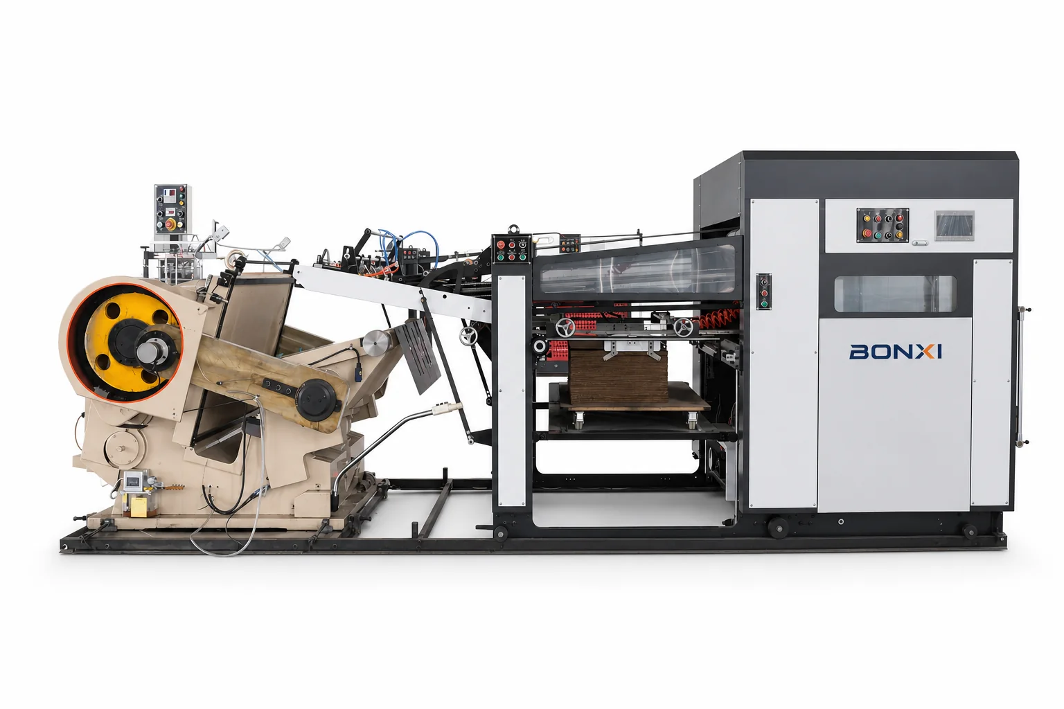 BONXI automatic platen die cutter paper feeding section and full production line